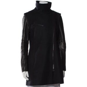 Andrew Marc Black Leather Sleeve Jacket
